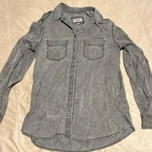 Express button down top olive green size S